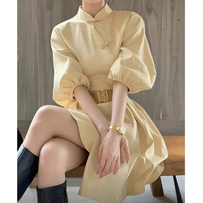 Robe Mini à Manches Bouffantes et Col Mandarin pour Femmes Chic und Stil