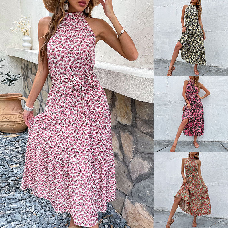 Robe maxi à col montant floral pour femmes Chic und Stil