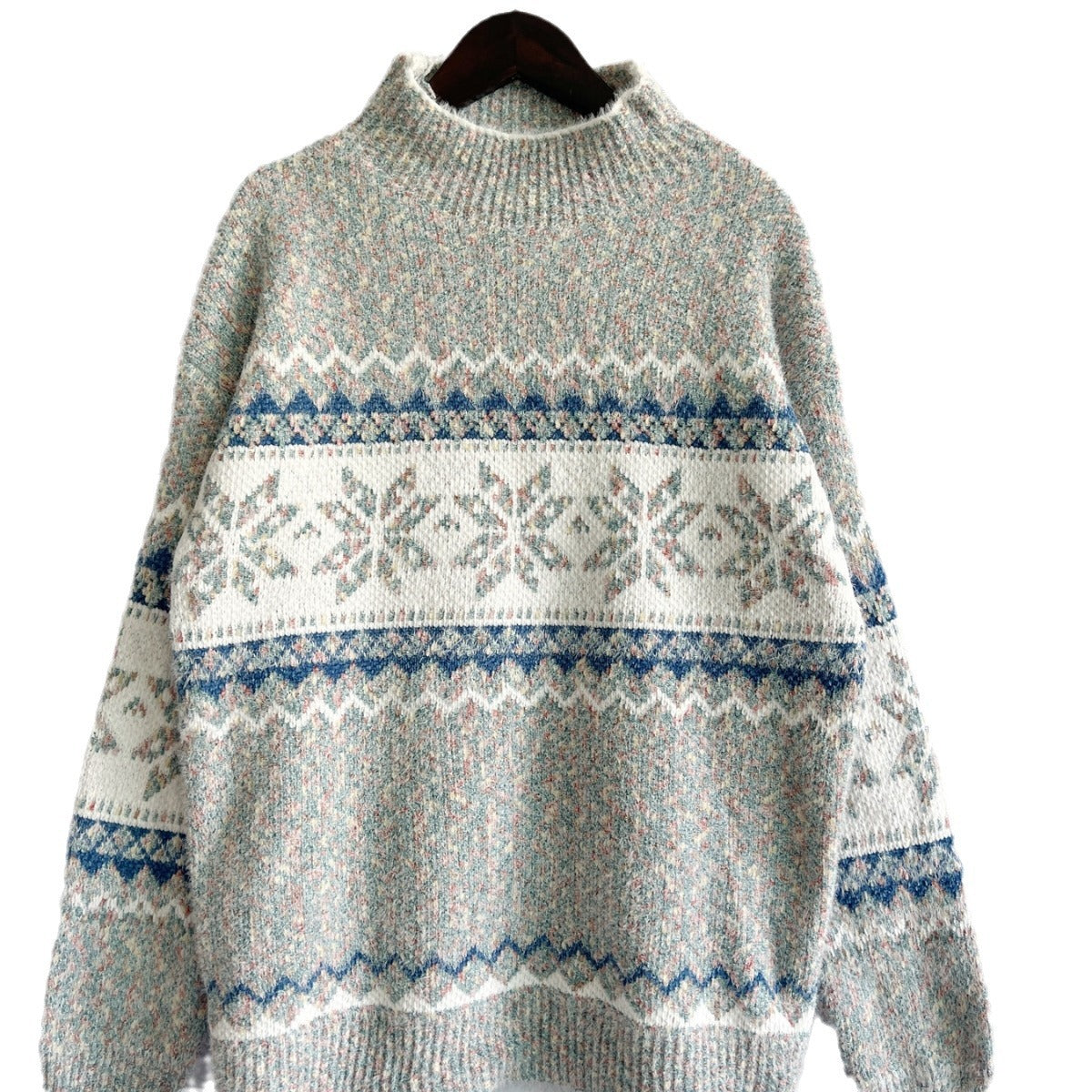 Pull en tricot pour femmes avec motif géométrique et col haut Chic und Stil