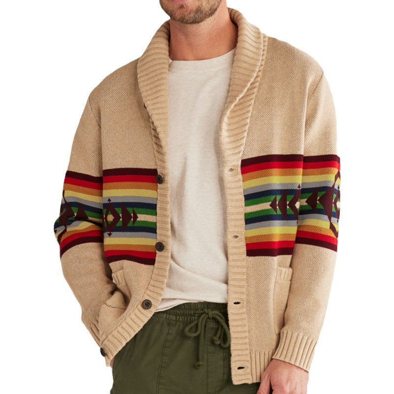 Cardigan en tricot pour hommes avec motif coloré et coupe décontractée Chic und Stil