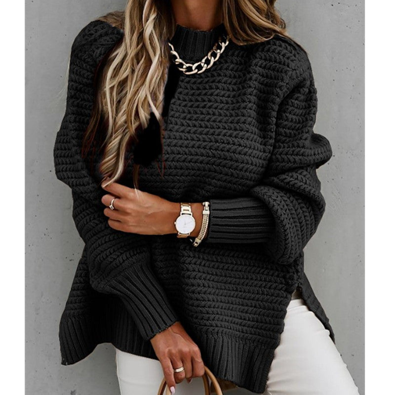 Pull femme en grosse maille avec un design moderne structuré et un col haut Chic und Stil