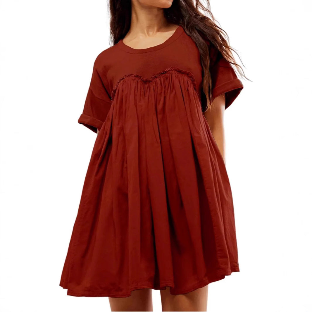 Robe shift plissée décontractée pour femmes Chic und Stil