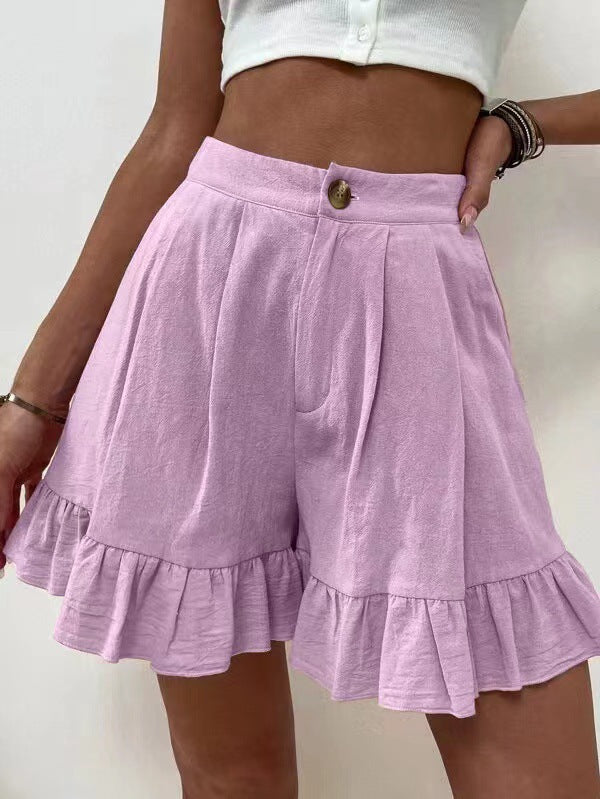 Shorts à volants pour femmes avec taille élastique et poches latérales Chic und Stil