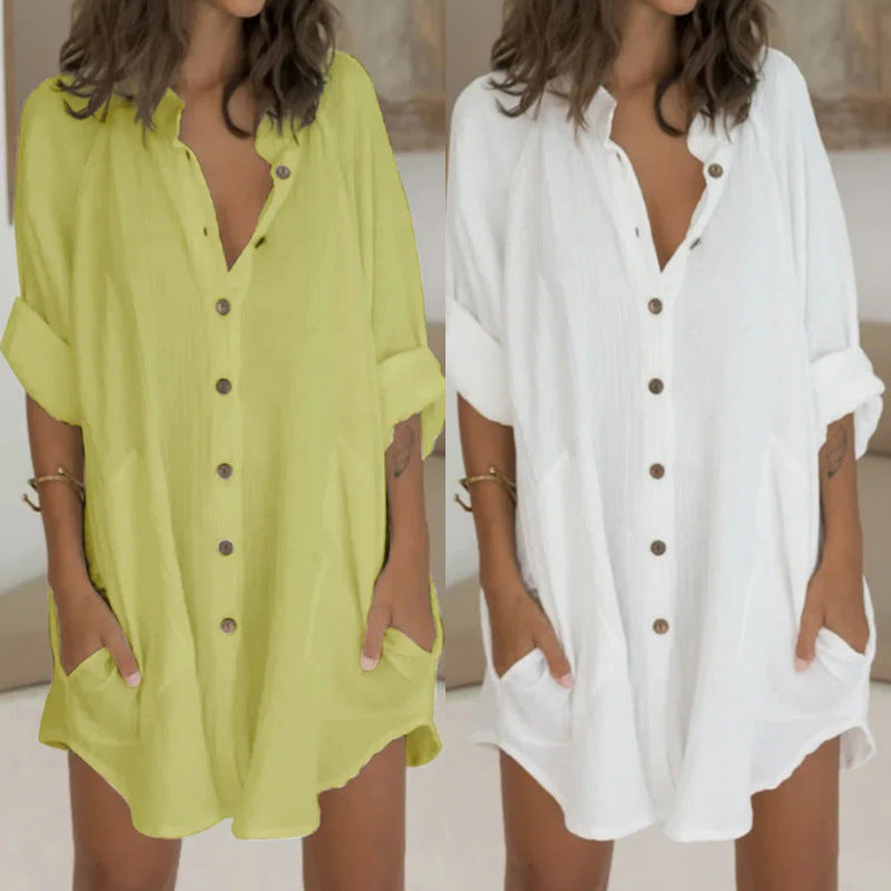 Robe chemise surdimensionnée pour femmes avec poches pratiques et patte de boutonnage Chic und Stil