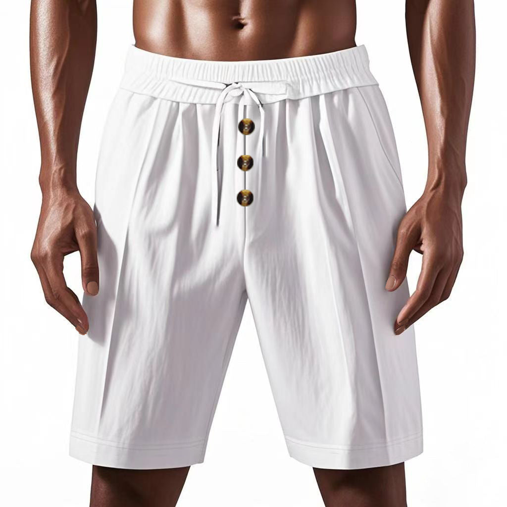 Shorts d'été légers pour hommes avec taille élastique et détails de bouton pratiques Chic und Stil