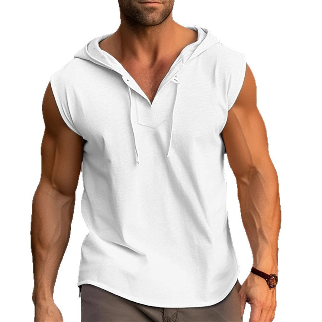 T-shirt d'entraînement sans manches pour hommes avec un design pratique à capuche Chic und Stil