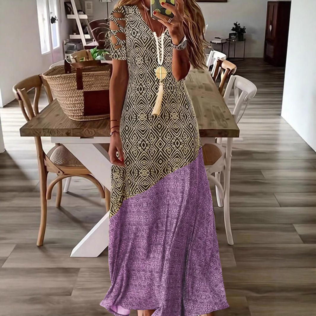 Robe Maxi Bohémienne pour Femmes avec Manches Découpées Chic und Stil