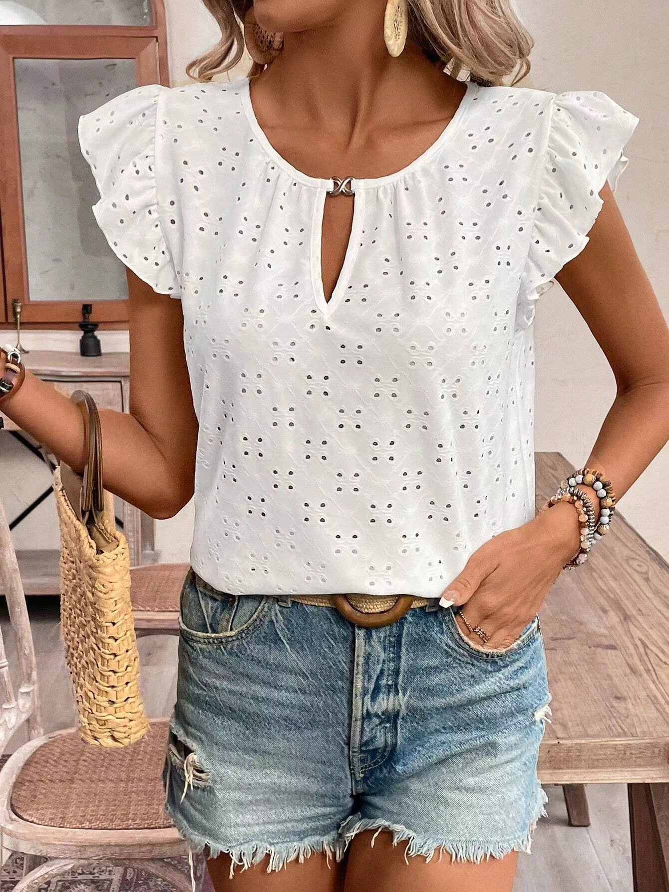 Chemisier pour femmes avec détails œillet Chic und Stil