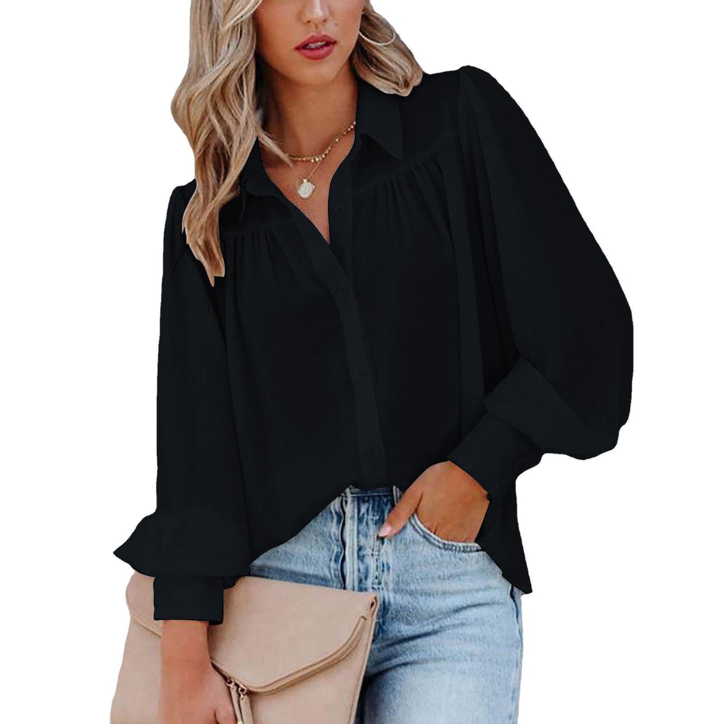 Blouse femme avec des manches volumineuses et des détails élégants en volants Chic und Stil