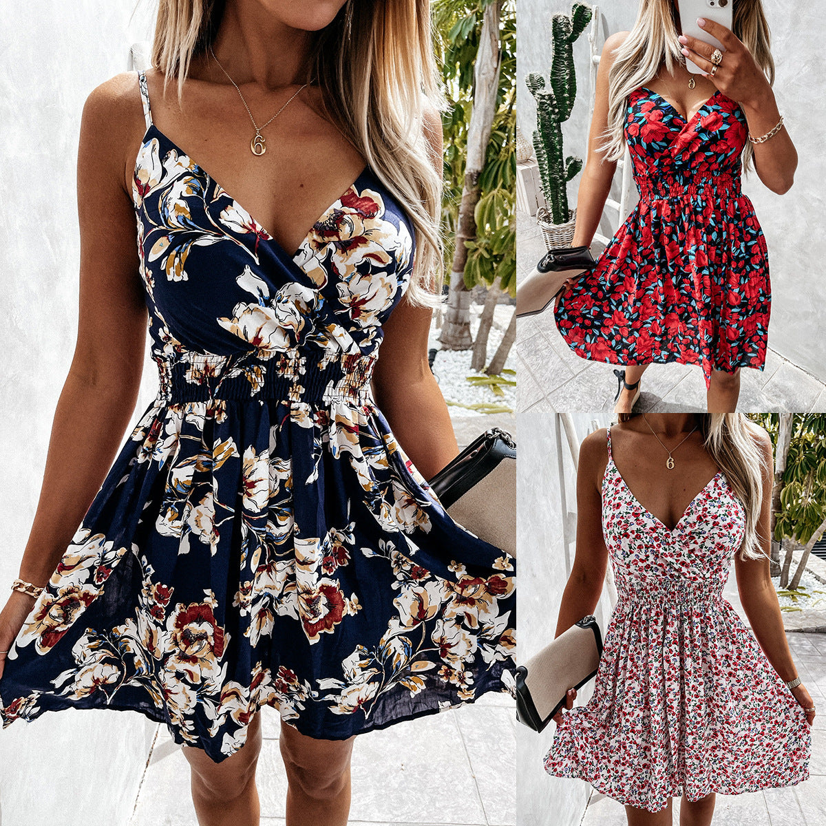 Robe portefeuille sans manches à imprimé floral Chic und Stil