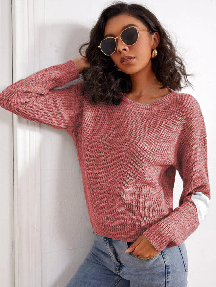 Pull en tricot tendance pour femmes avec des accents de manches contrastants Chic und Stil