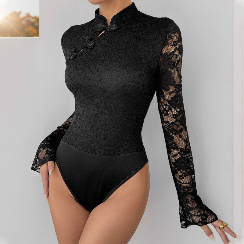 Body en dentelle pour femme avec détail col mandarin Chic und Stil