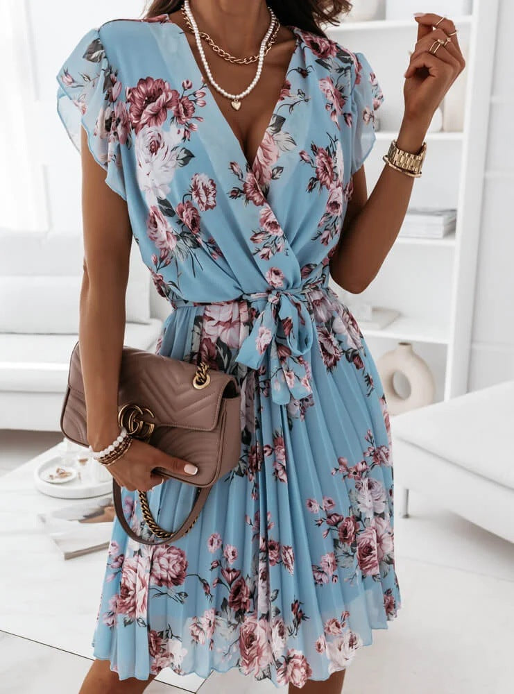 Women's Floral Dress with Ruffle Sleeves Chic and Stylish