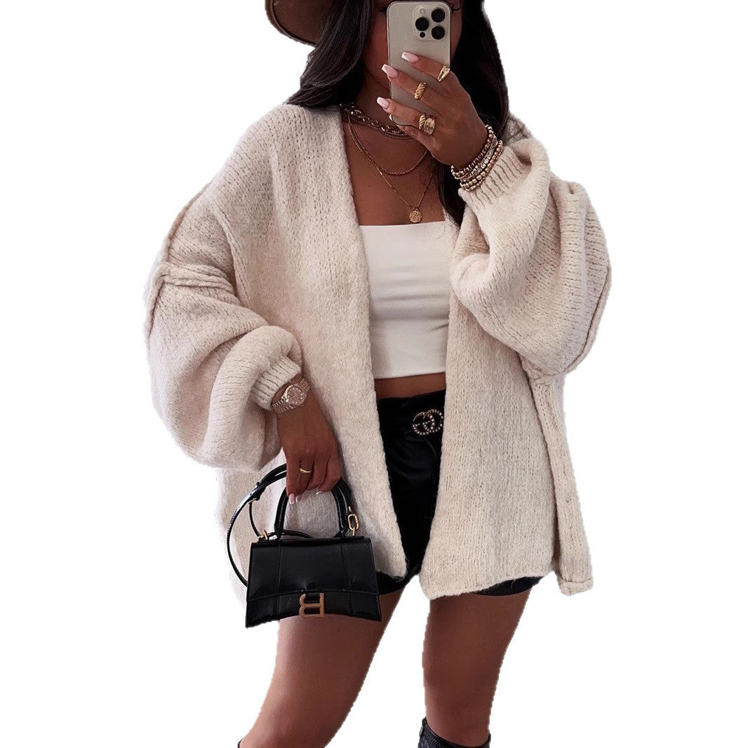 Cardigan tricot décontracté pour femmes avec des manches volumineuses et un matériau doux Chic und Stil