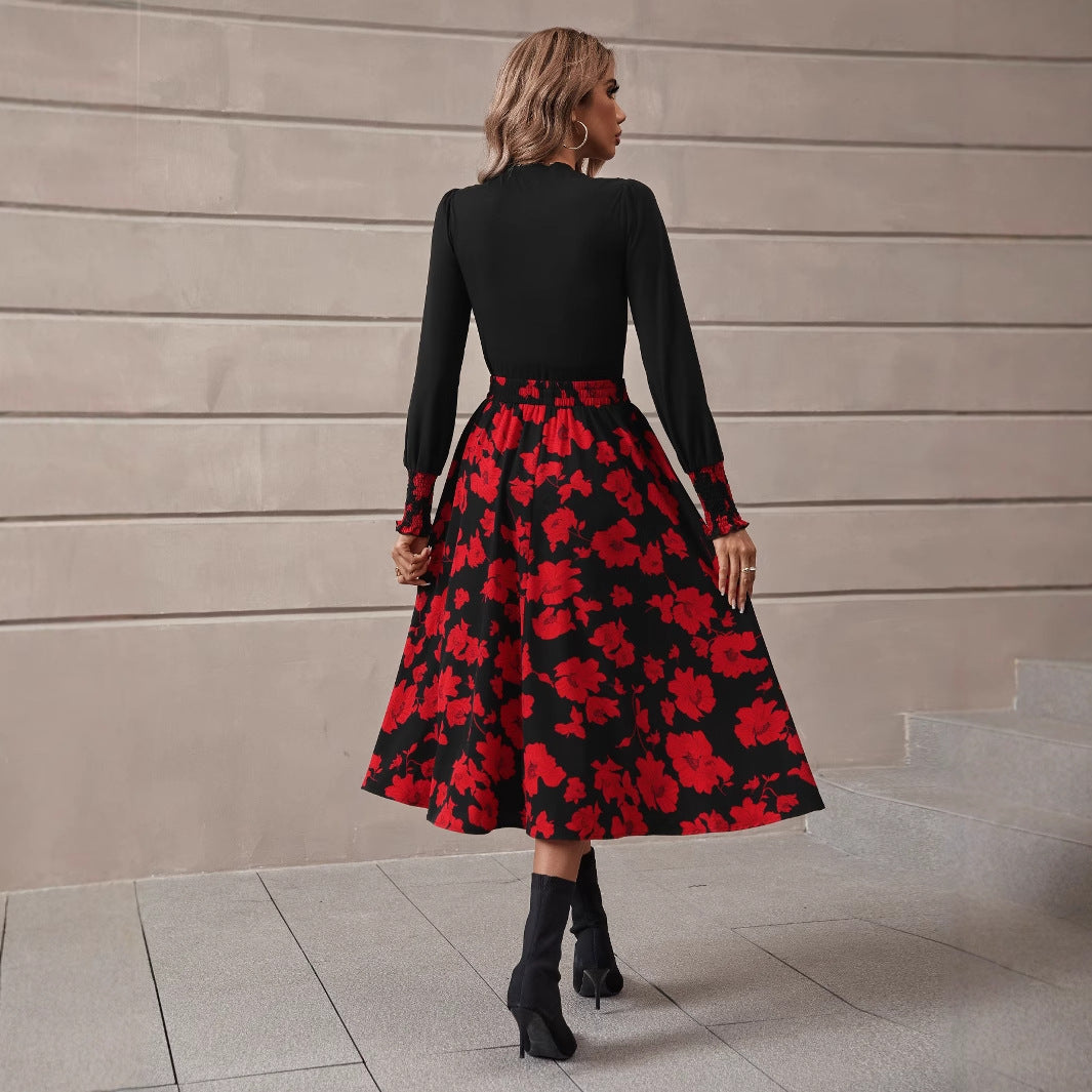 Robe midi femme avec des détails volantés et un motif floral Chic und Stil