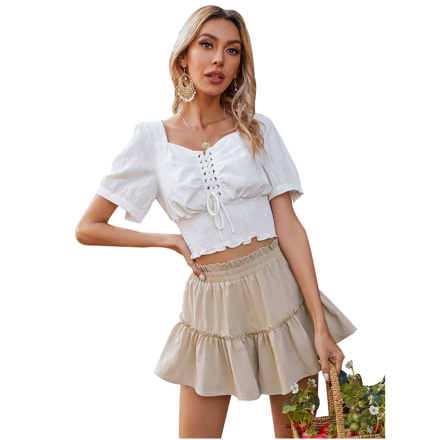 Jupe volants pour femmes avec taille élastique et détails de volant Chic und Stil