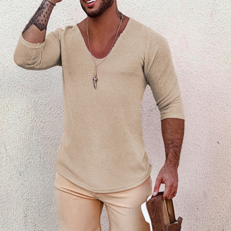 Chemise à col V pour hommes avec design de structure innovant Chic und Stil