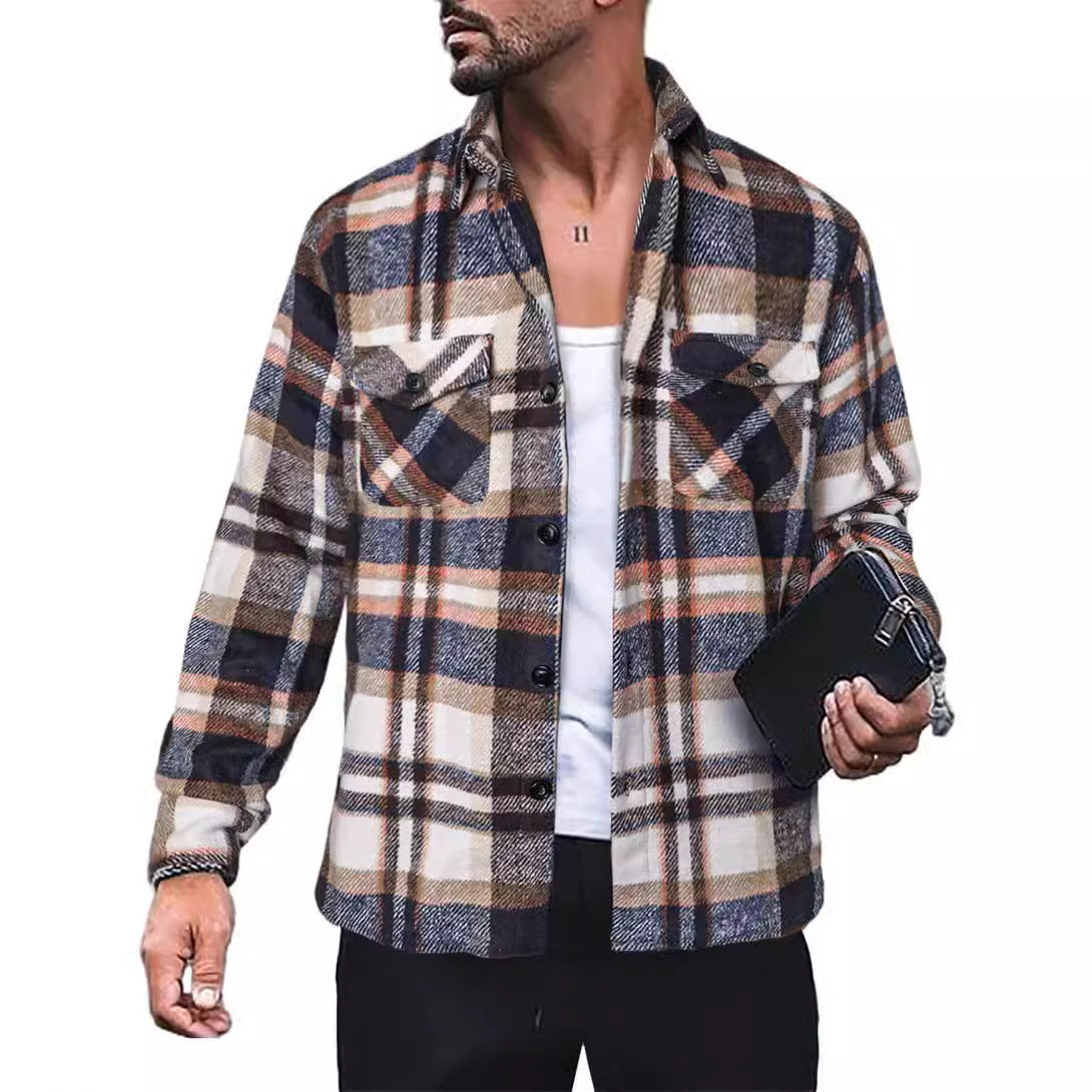 Chemise en flanelle pour hommes avec motif à carreaux et poches fonctionnelles Chic und Stil