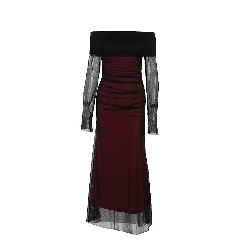 Robe maxi à volants dénudé des épaules Chic und Stil 1751521858