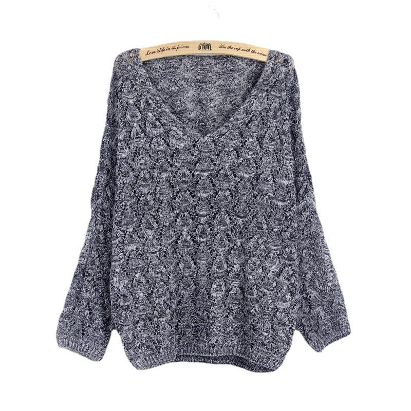 Pull en tricot décontracté pour femmes avec décolleté en V et structure en maille aérée Chic und Stil