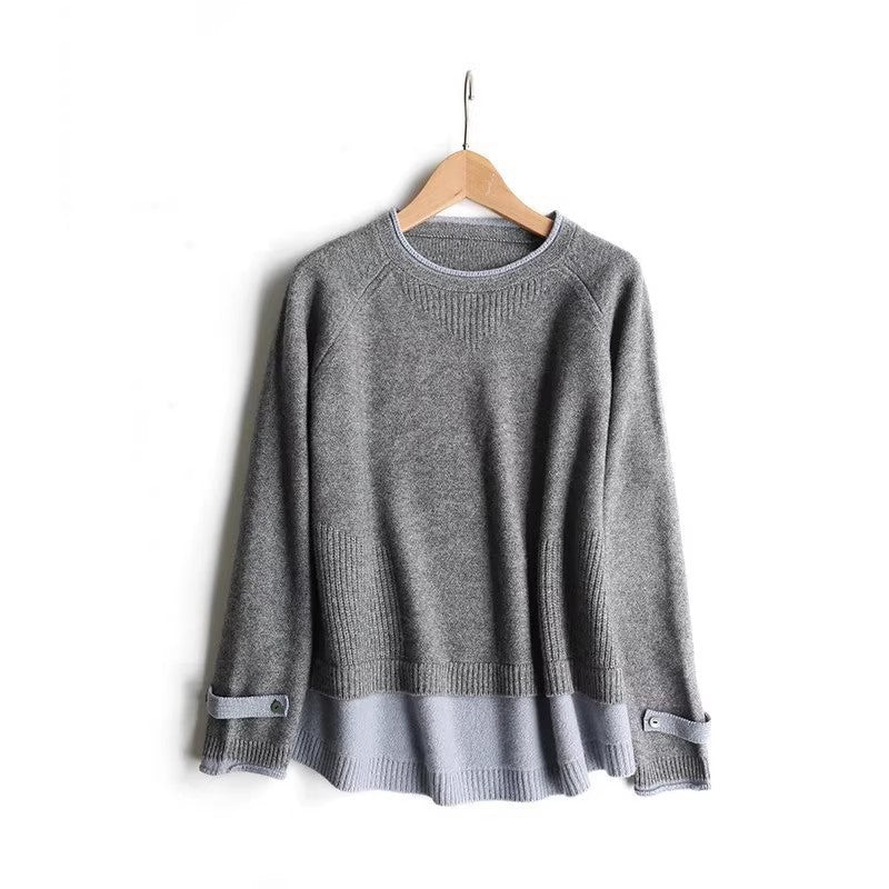 Pull en tricot texturé superposé pour femmes Chic und Stil