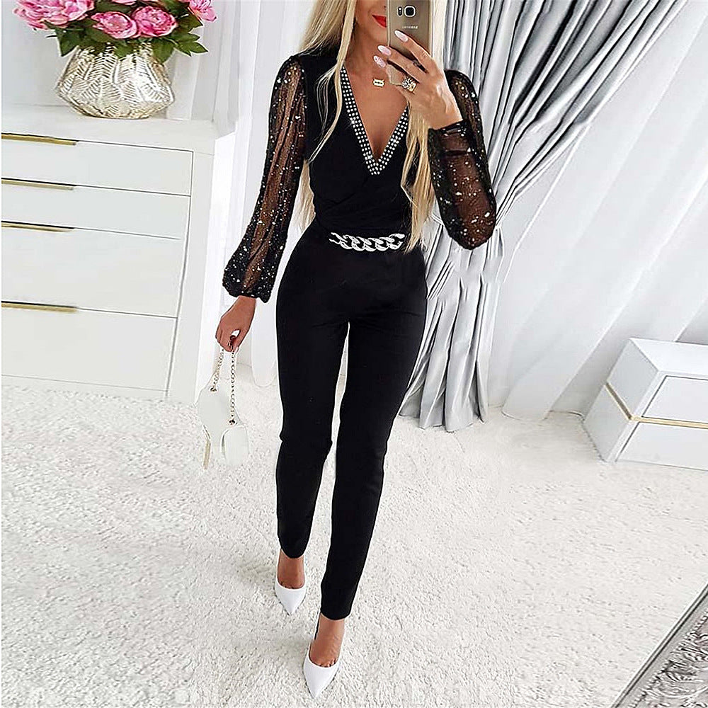 Salopette élégante pour femmes avec des manches transparentes Chic und Stil