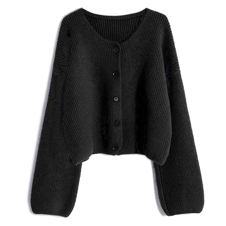 Cardigan court tendance pour femmes avec une fine structure côtelée et des détails de boutons Chic und Stil