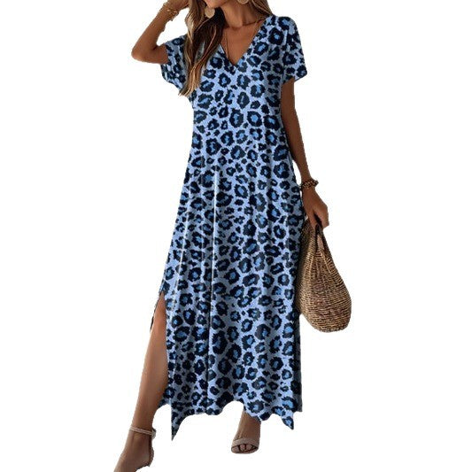 Robe maxi pour dames avec décolleté en V et fente latérale Chic und Stil
