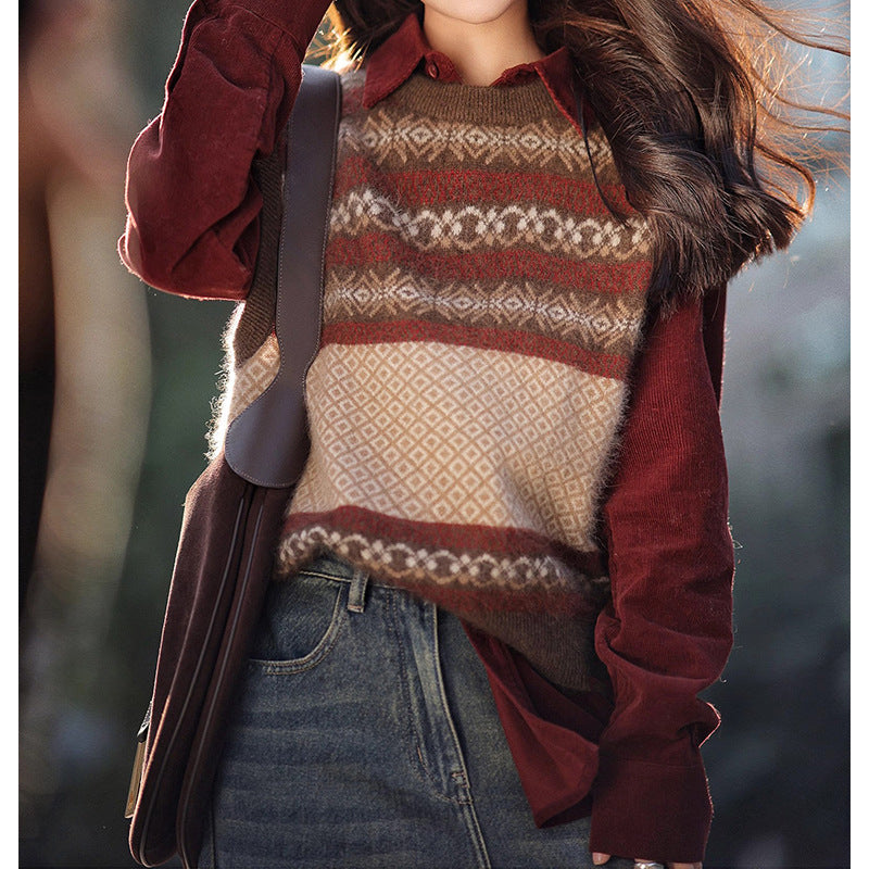 Pull superposé en tricot confortable Chic und Stil pour femmes