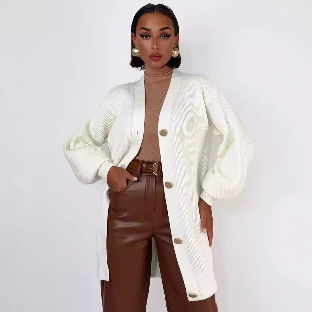Cardigan en grosse maille pour femmes avec détails de boutons Chic und Stil