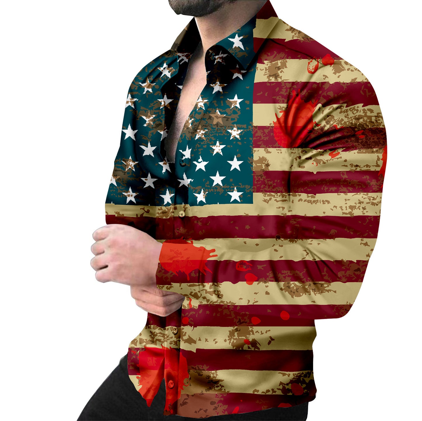 Chemise à manches longues créative pour hommes avec motif animal et chaîne Chic und Stil