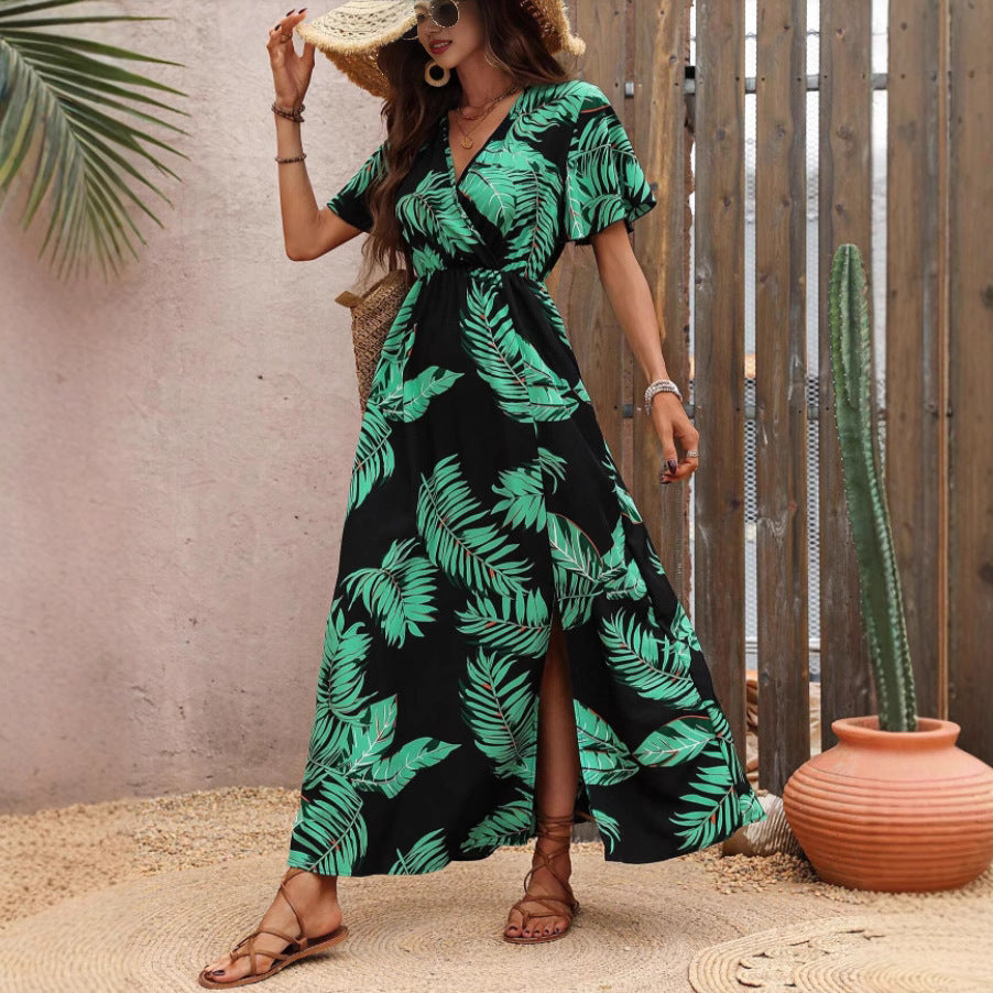 Robe Maxi Cover-Up imprimé tropical pour femmes Chic und Stil