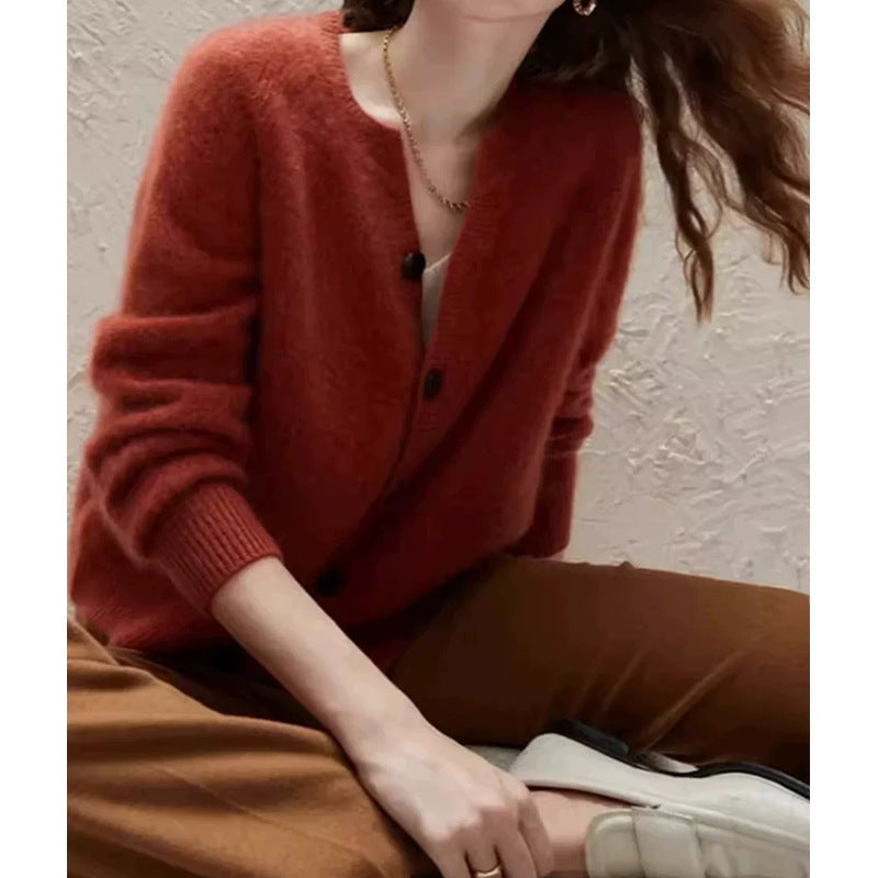 Cardigan Boutonné Tricoté Confort Femme Chic und Stil