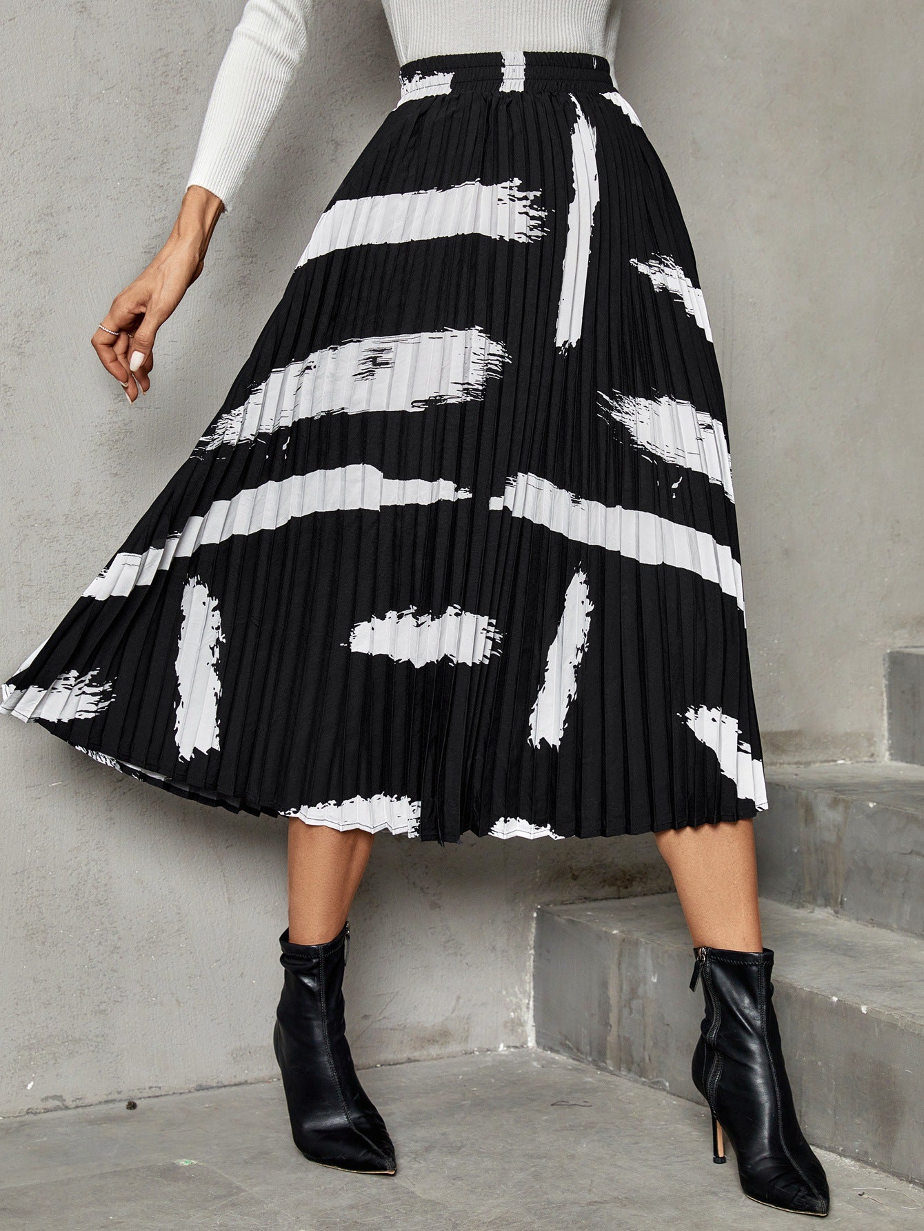 Jupe plissée pour femmes avec motif tendance et ceinture élastique Chic und Stil