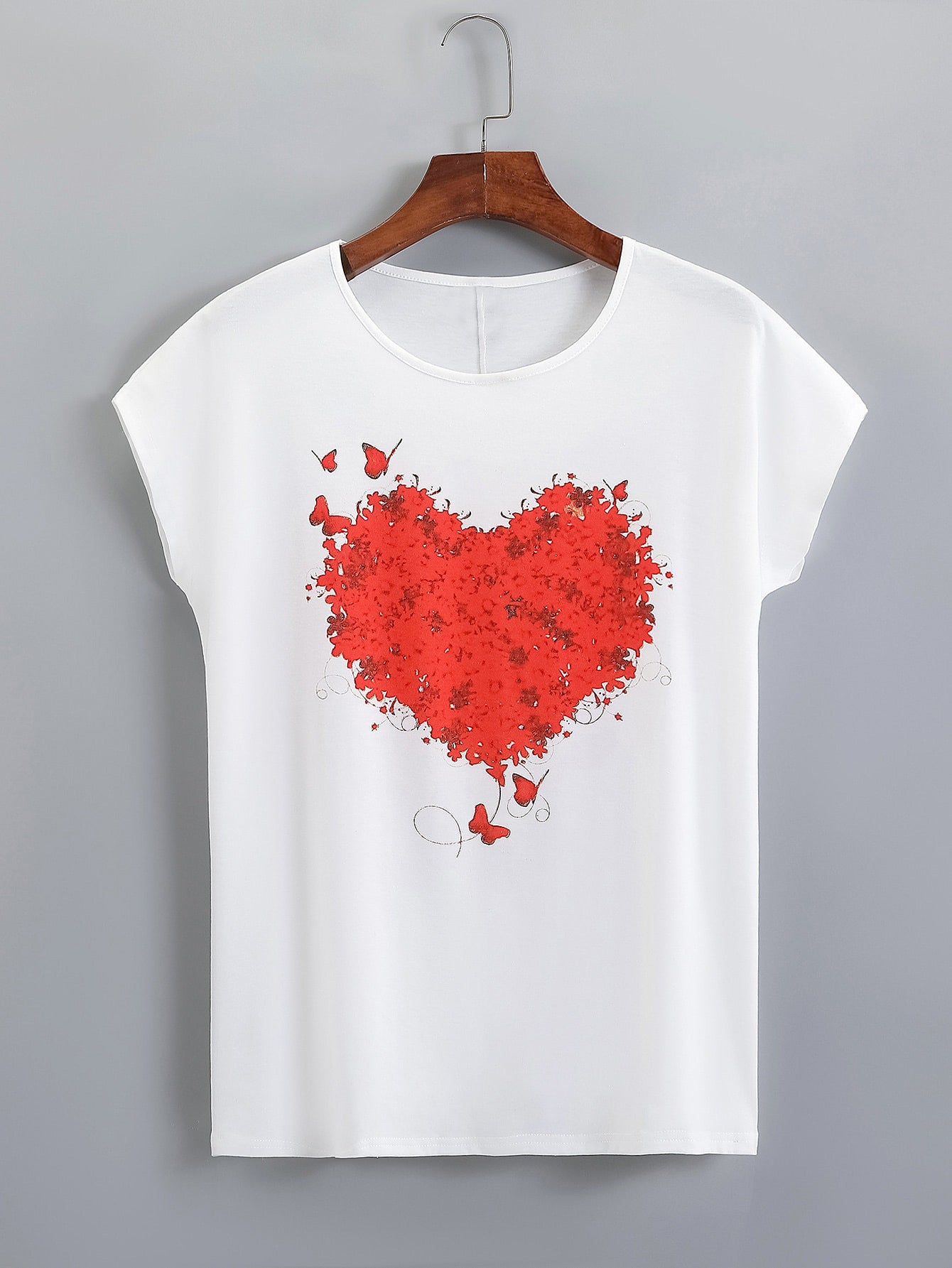 T-shirt pour femmes avec motif cœur floral Chic und Stil