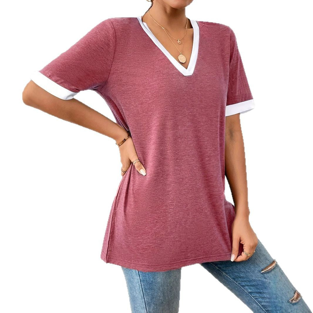 T-shirt pour femmes à décolleté en V avec des accents tendance et une coupe confortable Chic und Stil