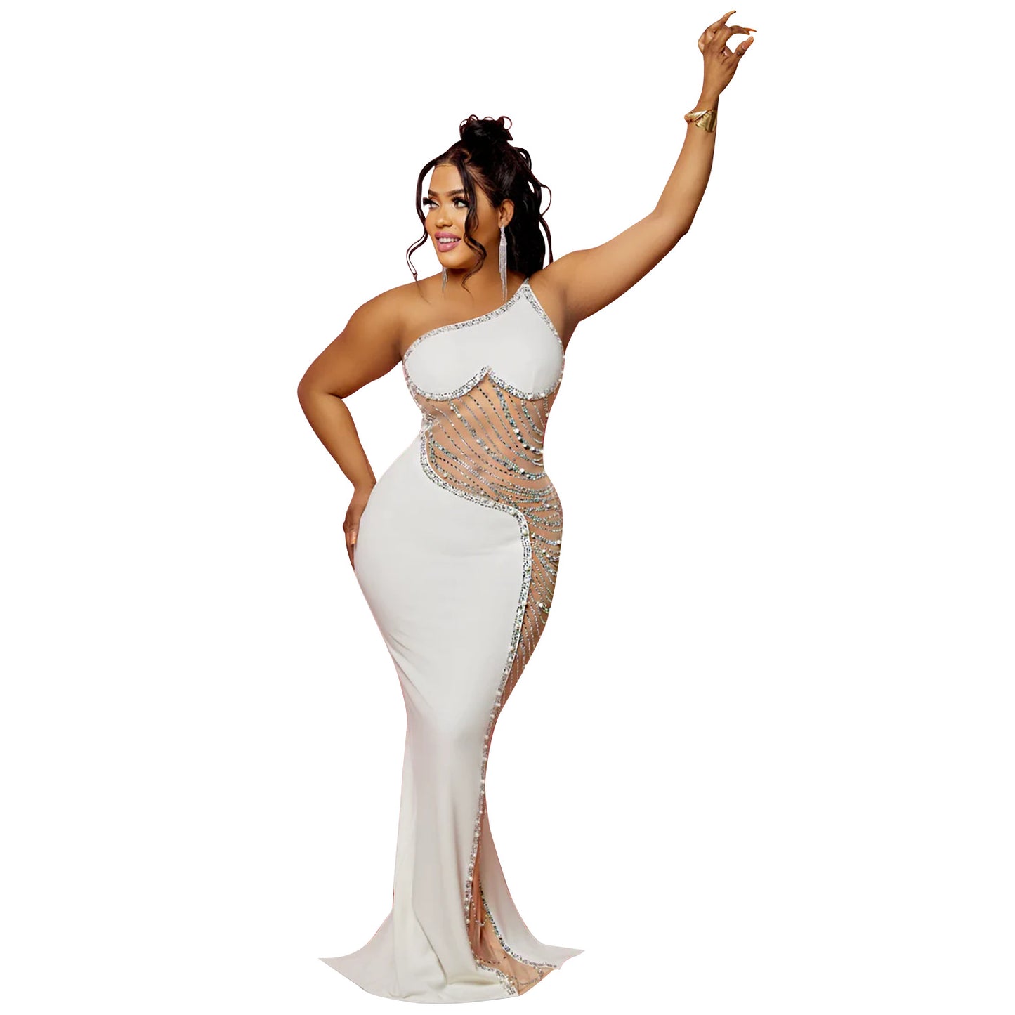 Robe de soirée à une épaule scintillante Chic und Stil