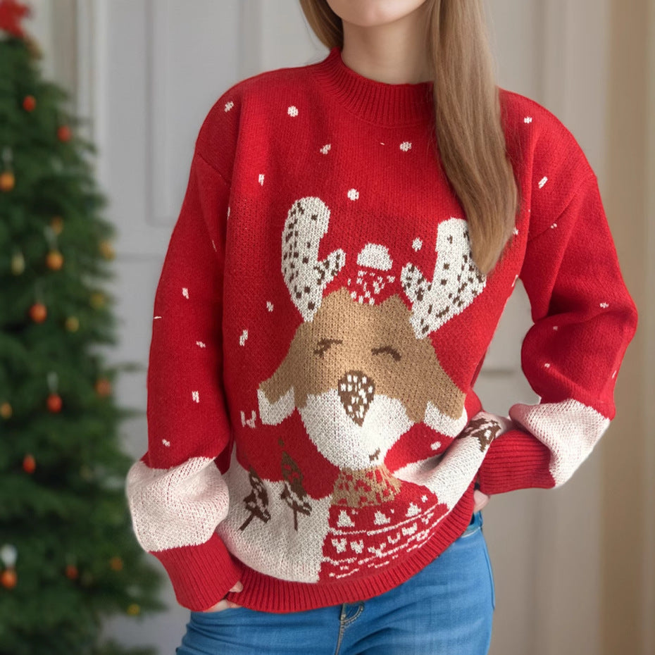 Pull femme avec motif de renne festif et design céleste Chic und Stil