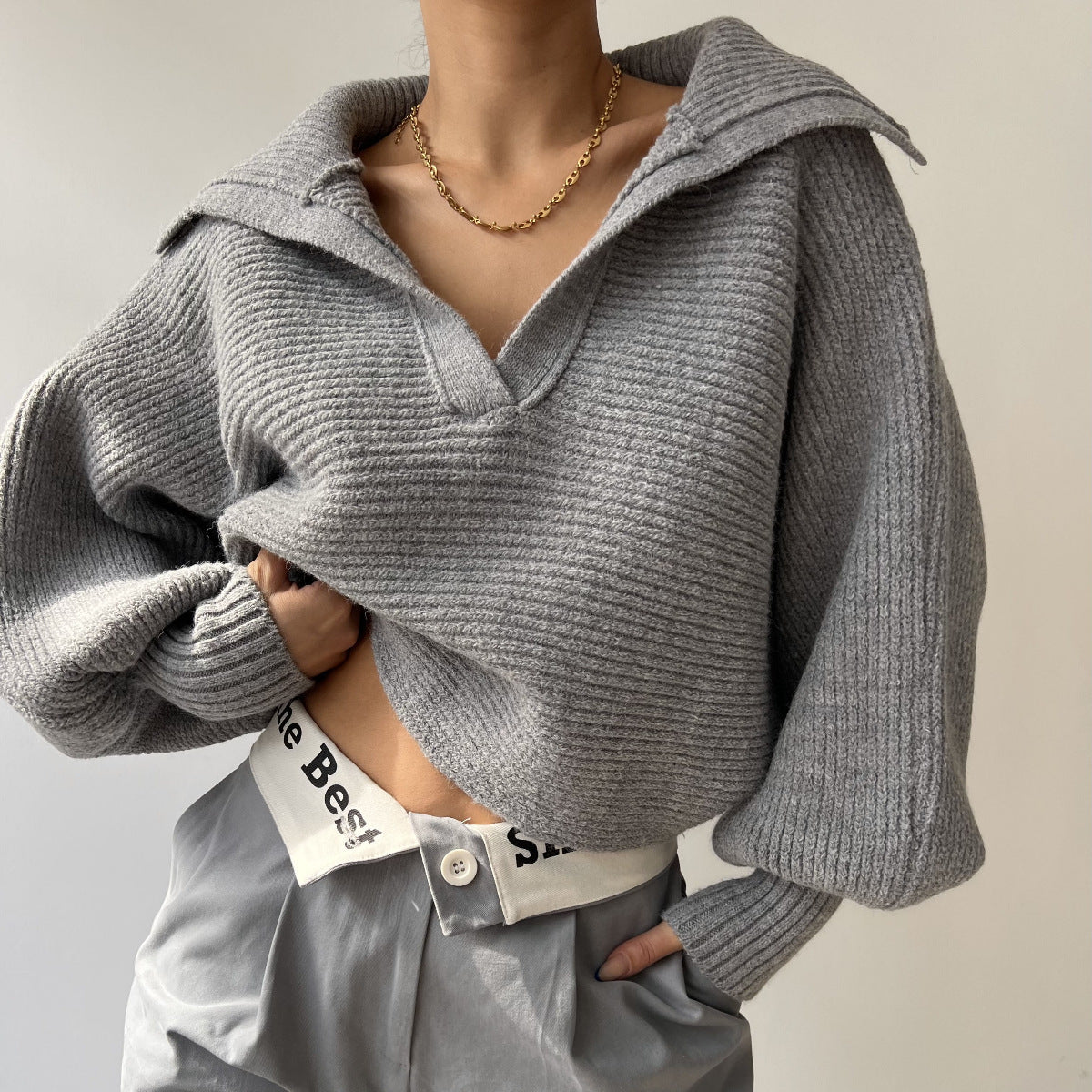 Pull oversized décontracté pour femmes avec des manches structurées Chic und Stil