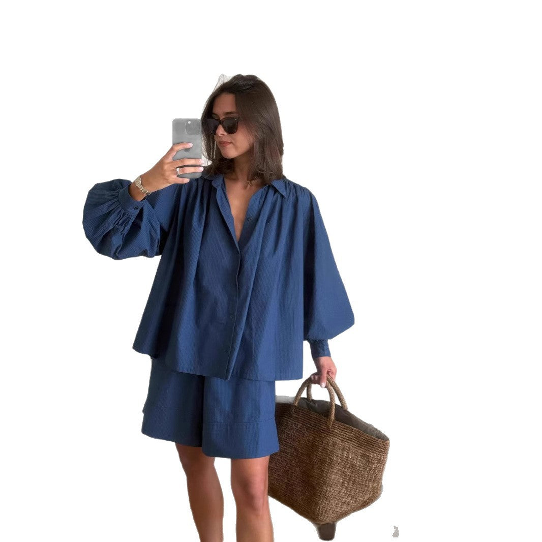 Woman casual outfit combined with loose blouse and shorts Chic and Style