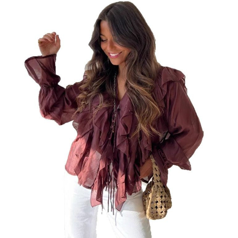 Blouse à volants pour femmes en tissu léger Chic und Stil