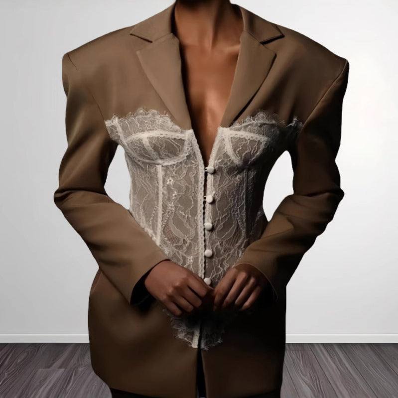 Blazer de couture pour femmes avec insertions en dentelle Chic und Stil