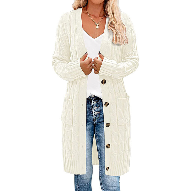Cardigan femme en gros tricot avec poches et détails de boutons Chic und Stil
