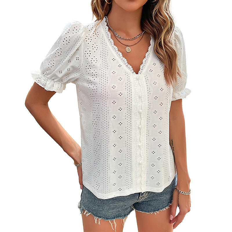 Blouse en coton brodée féminine Chic und Stil