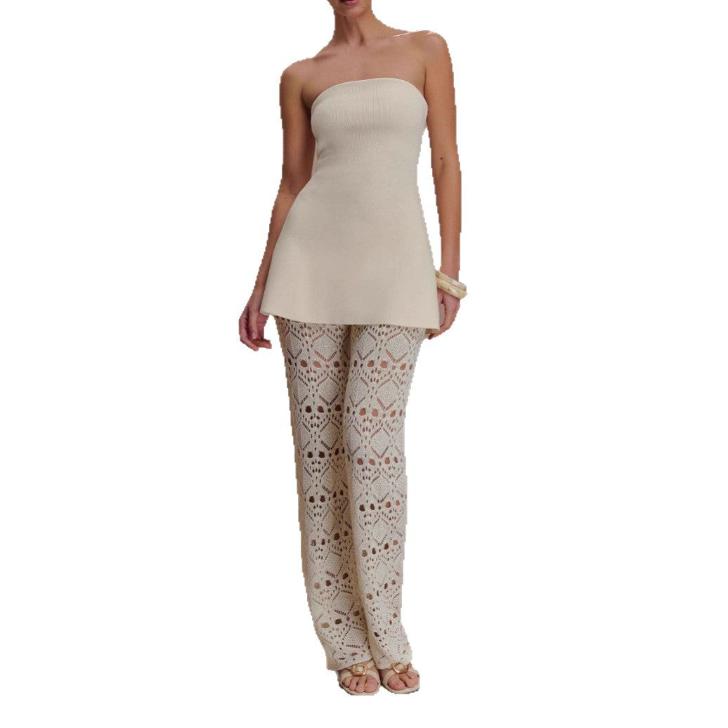 Dames élégant haut avec un pantalon en crochet léger Chic und Stil