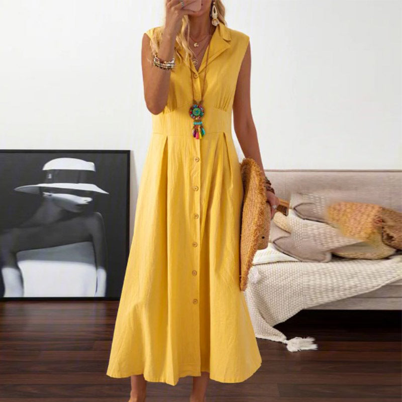 Robe maxi femme avec patte de boutonnage et coupe polyvalente Chic und Stil