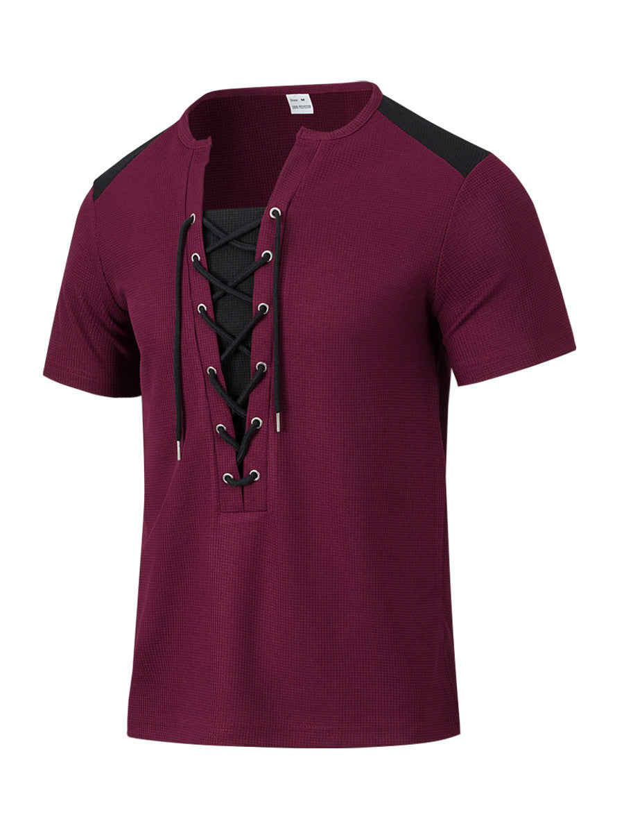 Chemise à manches courtes pour homme avec design sportif à lacets Chic und Stil