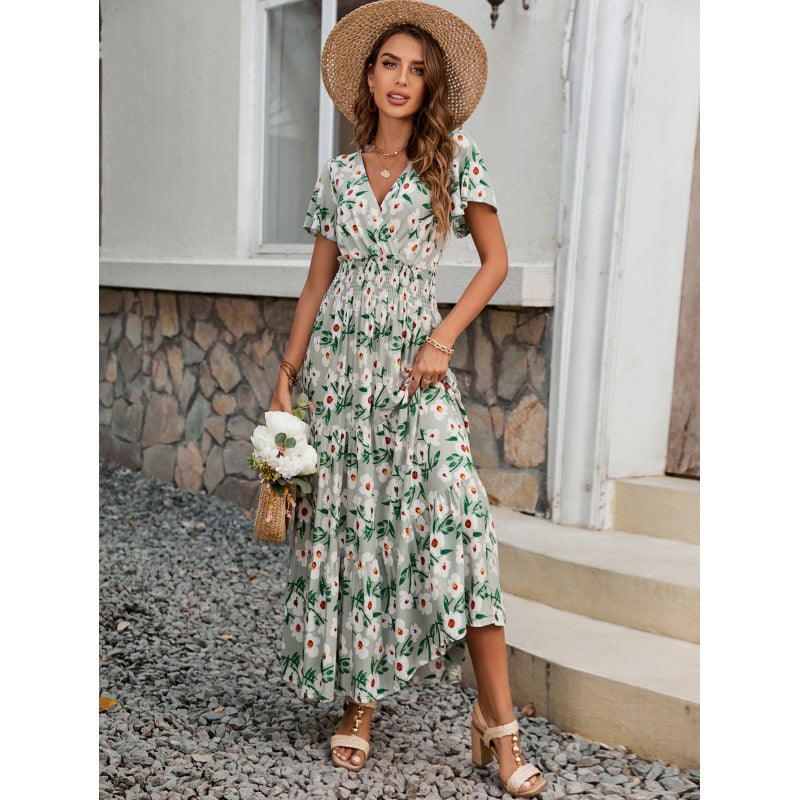 Robe maxi à volants fleuris pour femmes Chic und Stil