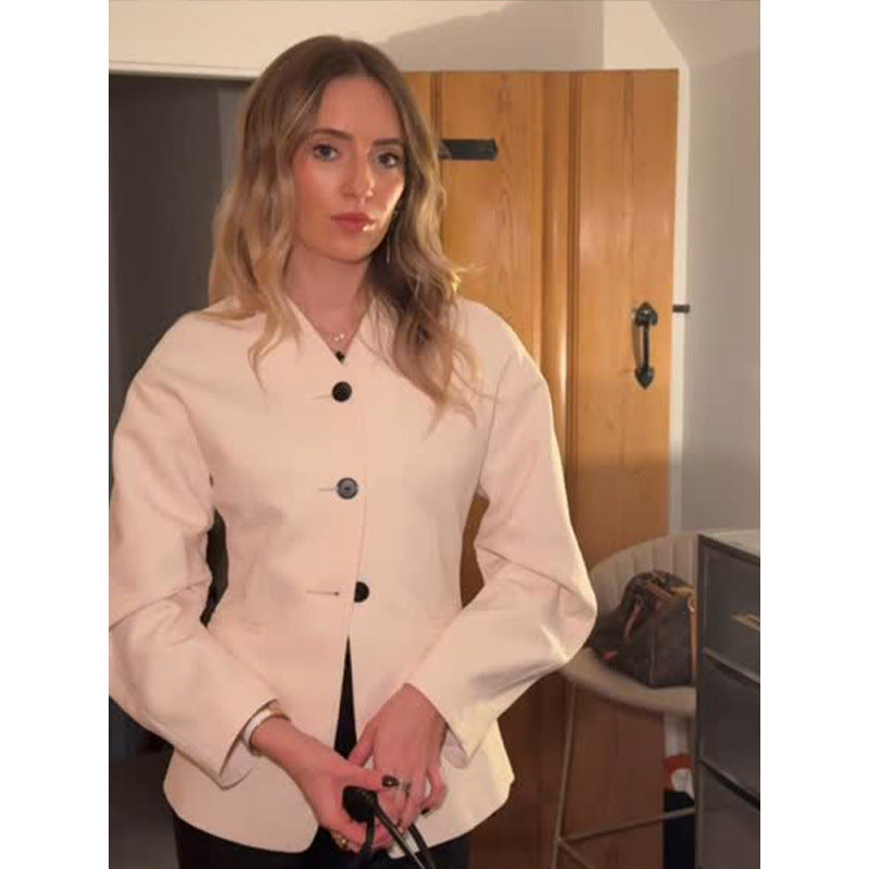 Blazer Couture pour femmes avec des manches volumineuses et un col arrondi Chic und Stil