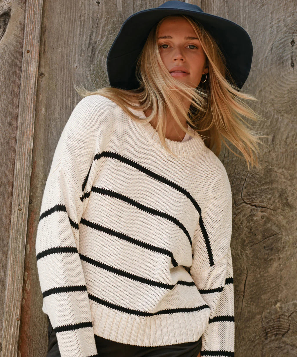 Pull en tricot pour femmes avec un large motif à rayures et une coupe décontractée Chic und Stil